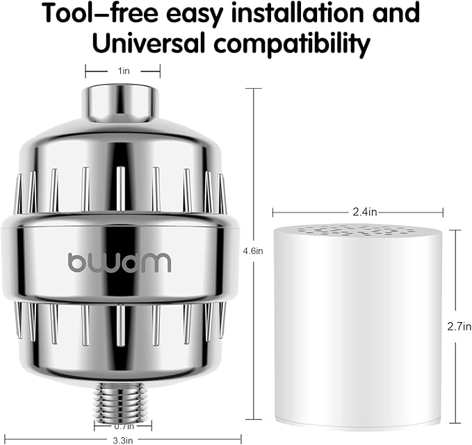 Enhanced Formula Multi-Stage Shower Filter - Shower Head Filter - Hard Water Filter, Remove Chlorine Heavy Metals and Other Sediments, Reduces Dry Itchy Skin, Dandruff (Upgrade Formula)