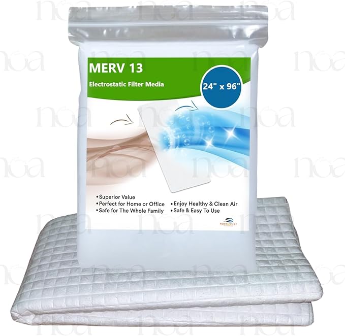 NORTHWEST ENTERPRISES MERV 13 Filter Media, Cut to Fit, Washable Air Filter (24" x 96" x 1/16")
