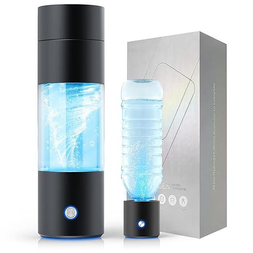 Hydrogen Water Bottle Generator with SPE PEM Technology, 4000ppb Hydrogen Water Generator, Quick Electrolysis Hydro Hydrogen Water Bottle Generator for Health Enthusiasts & Travelers [Black]