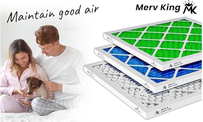 MervKing 16x25x4 Air Filter Actual Size: 15.88" x 24.88" x 4.31" MERV 8 MPR 600-700 | MADE IN USA | 6-Pack | Pleated HVAC AC Furnace Replacement
