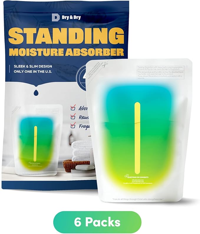 Dry & Dry 6 Pack Standing Moisture Absorbers to Control Excess Moisture in Basements, Closets, Bathrooms & Laundry Rooms