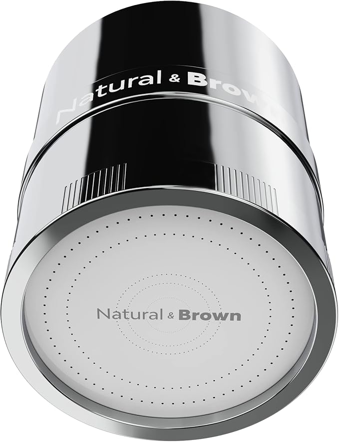Natural & Brown Shower Filter - Natural Hair & Skin Product for Women, Moisturize, Detangler, Anti Shrinkage, Skin Eczema Approved, Purifies for Hard Water, Removes chlorine Chloramine, Vitamin C