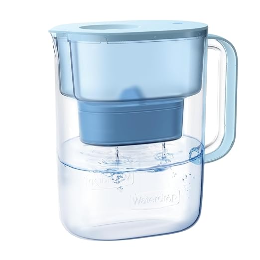 Waterdrop Alkaline Lucid 10-Cup Large Water Filter Pitcher with 1 Filter, Healthy, Improved Coffee Taste, Clean & Toxin-Free Mineralized Alkaline Water (100 Gallons), Up to PH 9.5, BPA Free, Blue