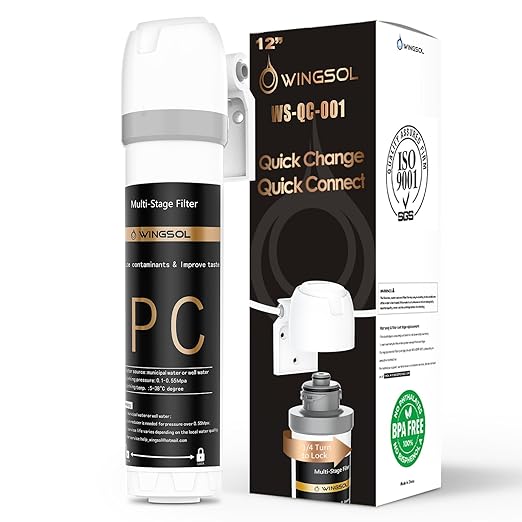 WINGSOL Under Sink Water Filter System, Anti-Clogged Design, Reduces PFAS, Lead, Chlorine, Bad Taste, Sediment, NSF/ANSI 42&53, 8K Gallons, Easy Installation Drinking Water Filter