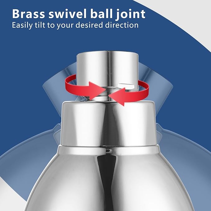 3" High Pressure Shower Head, Powerful Pressure Boosting Rain Showerhead, with Adjustable Swivel Brass Ball Joint for Relaxing and Comfortable Shower Experience (Chrome)