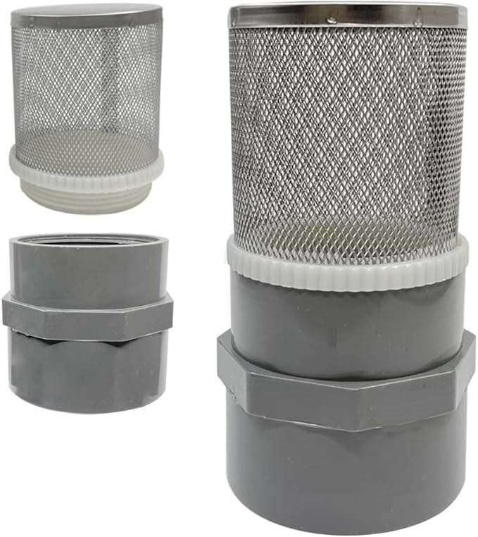 1.5" Stainless Steel Filter Cover Connected to 1.5 inch/DN40 Grey PVC Filter Water Pipe, Suction Strainers Used to Remove Debris and Reduce Solid Entry（1pcs）