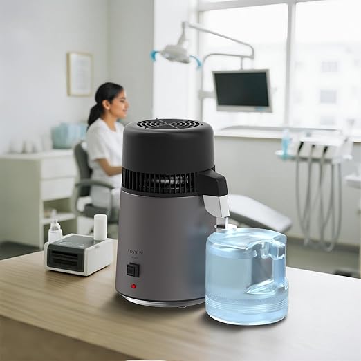 ROVSUN 1.1 Gallon/4L Water Distiller, Countertop Distilled Water Machine with BPA-Free Container, Distilled Water Maker Purifier with Flame-Retardant Material & Stainless Steel Interior, 750W, Gray