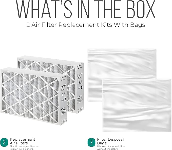 Furnace Filters 16x25x4 - HVAC Air Filter Replacement FC100A1029 Merv 11 with Homequip Easy Disposal Bag (2 Pack)