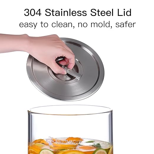 Gravity-Fed Water Filter System, 2.25G Glass Countertop System with 2 Black Purification Filter, Metal Spigot and Stand, NSF/ANSI 42 Certification, Reduces up to 99% of Chlorine