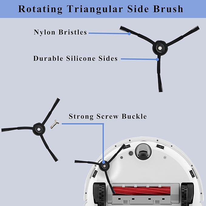 Accessories Kit Compatible with Roborock Q Revo【Not for Qrevo S/Pro/Plus/Maxv】Robtic Vacuum Cleaner, 2 Main Brush Roller, 4 Hepa Filters,4 Mop Pads,4 Dust Bags, 6 Side Brush,22 Pack Replacement Parts