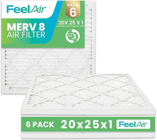 Air Filters 20x25x1 MERV 8, MPR 600, Air Filter (6 Pack)