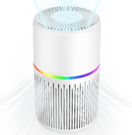 Air Purifiers for Home Bedroom Up to 1300 Ft²,FRESHDEW H13 True Fliter Air Purifier Cleaner with 360° Air Inlet RGB Lights,13dB Air Purifier for Pet Hair,Allergies,Dust,Smoke Wirldfire Pollen