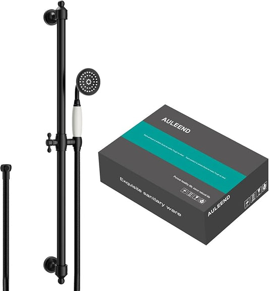 Shower Slide Bar Handheld Shower Head with Hose，shower slide bar,adjustable height shower head (C-retro, Matte Black)