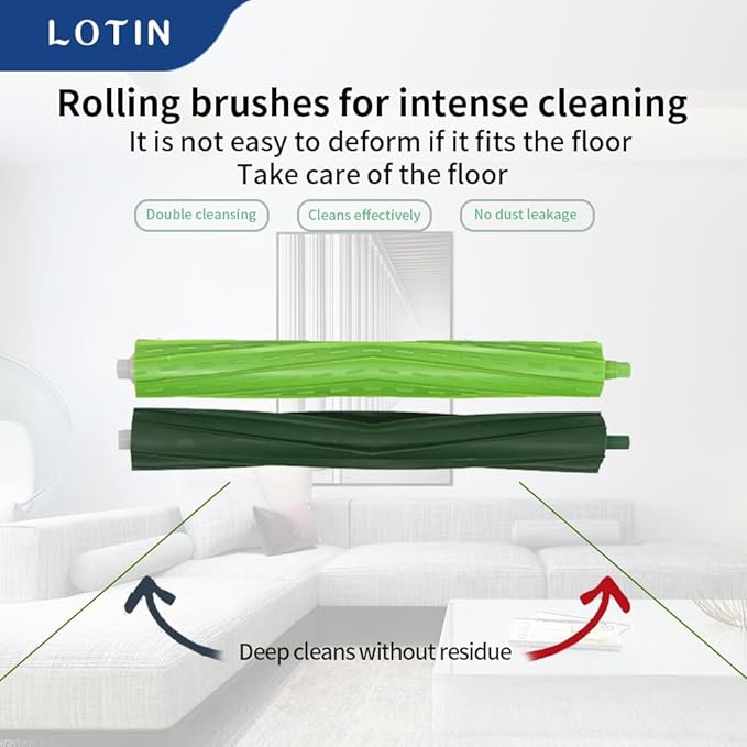 LOTIN Replacement Parts Kit Compatible with Roomba s9(9150),s9+(9550), Series Vacuum Cleaner.Pack of 2 Set of Multi-Surface Rubber Brushes,8 Side Brushes,8 Filters,10 Dust Bags,2 Tools …