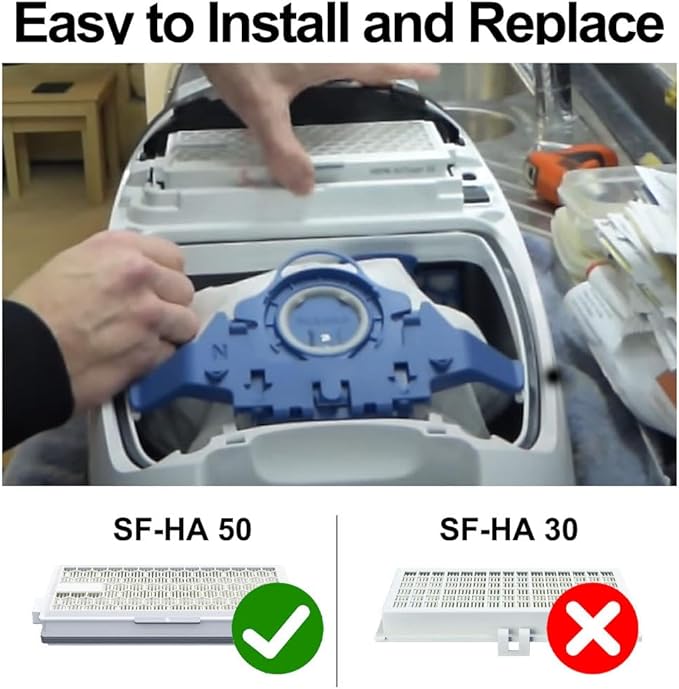 4 Pack SF-HA 50 HEPA AirClean 50 Filter for Miele, Vacuum Filters Compatible with Miele S4, S5, S6, S8, S8000, S8999, S6000, S6999, S5000 Series, Air Filtration for Complete C2 & C3 Models