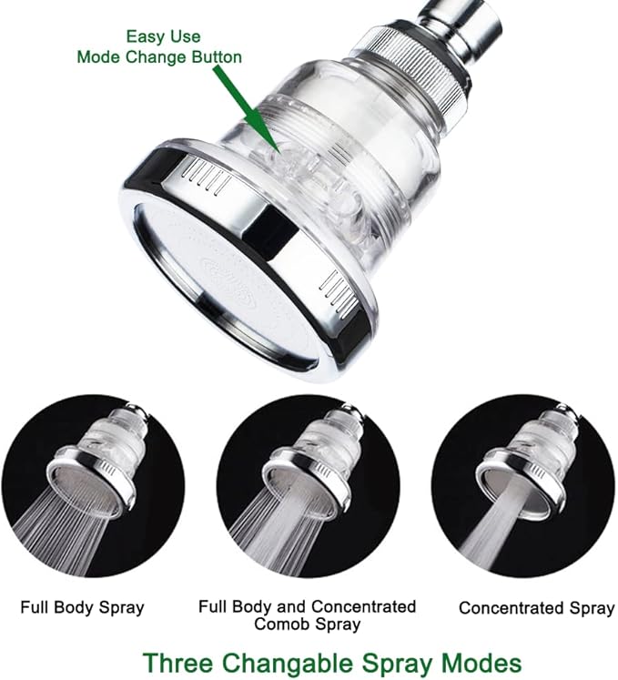 AYI 2 in 1 Vitamin C Filtered Fixed Shower Head High Pressure Purifying Hard Water Softener Chlorine Flouride Filter Multi Modes Changeable Showerhead Fresh Dry Skin & Hair Loss
