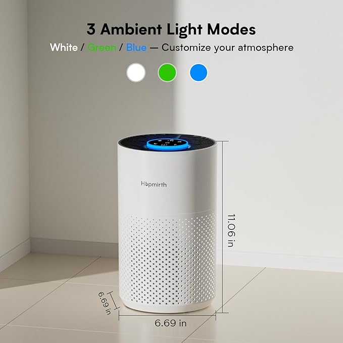 Upgraded Air Purifiers for Bedroom & Home with H14 True HEPA Filter, Covers Up to 880ft², 360° Air Intake, Quiet Pet Air Purifier, Fragrance & Timer, Removes Smoke, Pet Dander & Pollen, White