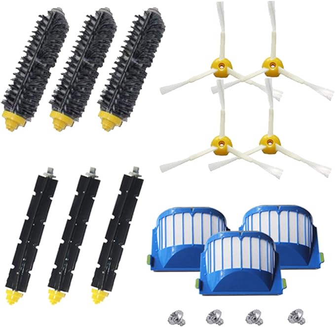 Accessory Replacement Kit Bristle Beater & Side Brushes & Aero Vac Filters Compatible with iRobot Roomba 600 Series 585 595 614 618 620 630 650 660 680 685 690 692 694 695 Vacuum Parts