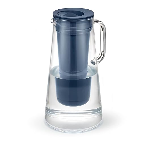 LifeStraw Home – Water Filter Pitcher, 7-Cup, Midnight Blue, BPA Free Designed for Everyday Protection Against Bacteria, parasites, microplastics, Lead, Mercury, PFAS, and a Variety of Chemicals
