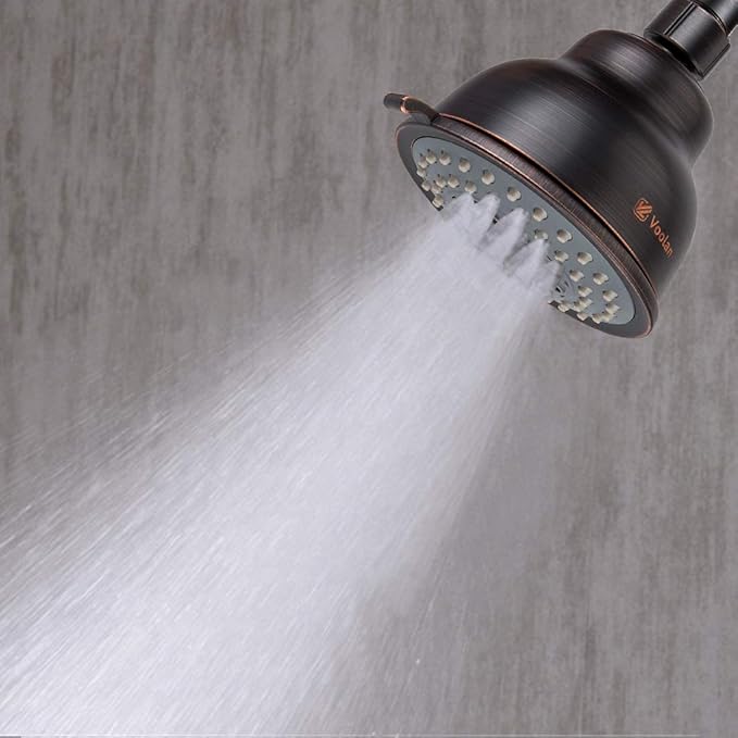 Voolan High Pressure Shower Head with Shower Arm - 5 Function Rain Shower Head - Comfortable Shower Experience Even at Low Water Flow - Oil-Rubbed Bronze