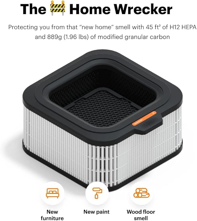Mila Air Home Wrecker H12 HEPA Home Replacement Filter, Genuine Mila Air Filter for Home Renovations, Removes Formaldehyde, Dust, Odors, & Pollen, Ideal for Large Room or Bedroom