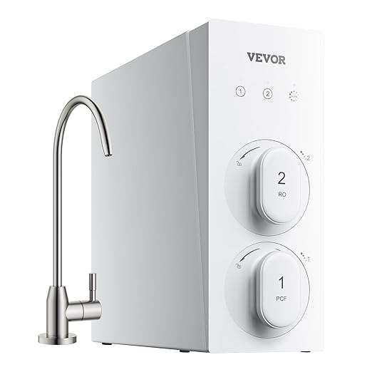 VEVOR Reverse Osmosis System, 400 GPD 8-stage Tankless Reverse Osmosis Water Filter, Certified Under Sink Water Filtration System, 2:1 Pure to Drain, Reduces TDS, Lead, Chlorine, Bad Taste, Odor