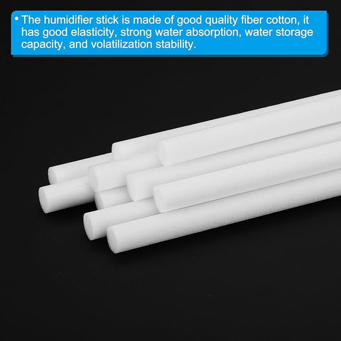 PATIKIL Humidifier Cotton Filter Sticks, 10 Pcs Refill Sticks Filter Wicks Replacement for USB Mini Humidifiers Portable Diffuser (3.15'' x 0.28''), White