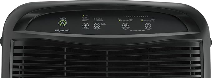 Whirlpool WP500B WP500 Whispure Air Purifier – 490 sq ft Filtration with True HEPA and Carbon Pre-Filter 8171434K, 1183054K. Compact Odor Allergen Eliminator (WP500B-Slate, Large, Slate Black