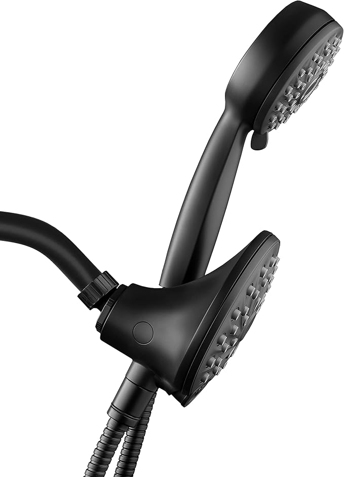 Waterpik One-Touch Dual 2-in-1 Shower System With Rain Shower Head and 7-Mode Hand Held Shower Head, Matte Black XPB-135E-765ME