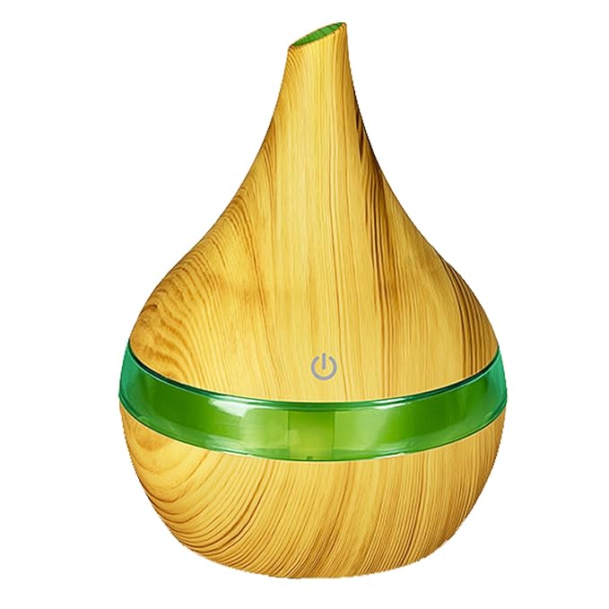 FULLBELL Cool Mist Humidifier, 400ML, 10-20 Hours Runtime, 7 Color Lights, 2 Modes, 24db Quiet, Black (Light Brown-300ML)