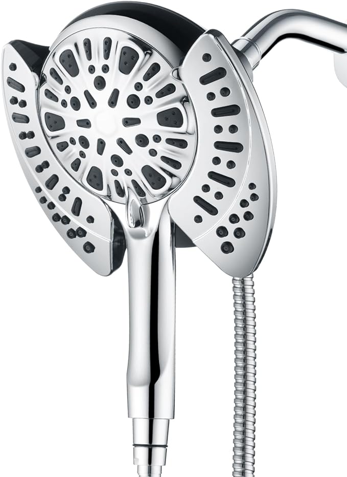 2-in-1 Shower Head with Handheld Combo: 2.5GPM Rainfall Shower Head & Handheld Shower Head Use Together or Alone, 9 Spray Settings Hand Held Shower Head with Hose, Shower Trim Systems