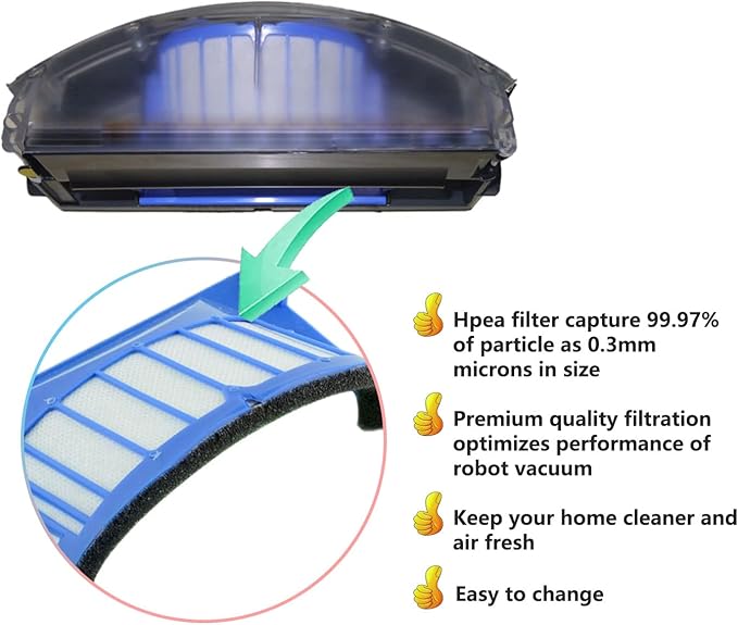 Accessory Replacement Kit Bristle Beater & Side Brushes & Aero Vac Filters Compatible with iRobot Roomba 600 Series 585 595 614 618 620 630 650 660 680 685 690 692 694 695 Vacuum Parts