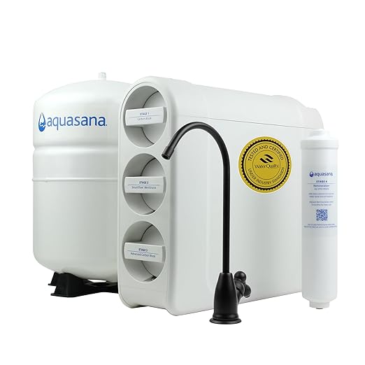 Aquasana SmartFlow® Reverse Osmosis Water Filter | RO Under Sink System | WQA Certified up to 99.99% of 90 contaminants Including Fluoride, PFAS, Arsenic, Lead, and Chlorine | Matte Black Faucet