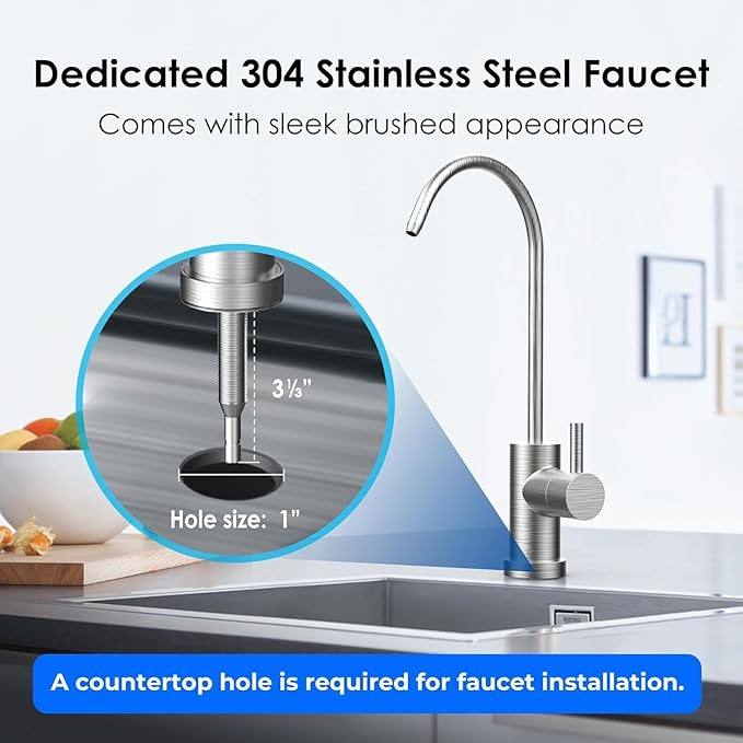 Waterdrop 15UB Under Sink Water Filter, Under Sink Water Filtration System for 2 Years, NSF/ANSI 42 Certified, Reduces PFAS, PFOA/PFOS, Lead, Under Sink Water Filter with Faucet, 19K Gallons