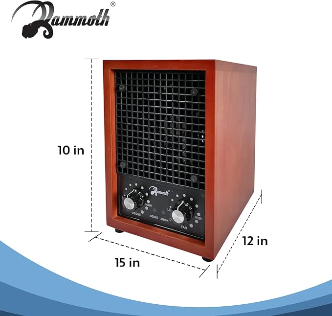 Mammoth Ion and Ozone Generator 6000 mg/hour Adjustable up to 3,500 SqFt Ionizer & Deodorizer Ozone Odor Eliminator- Ozone Machine Wooden Design Ideal for Dust, Pollen, Pets & Smoke Smell