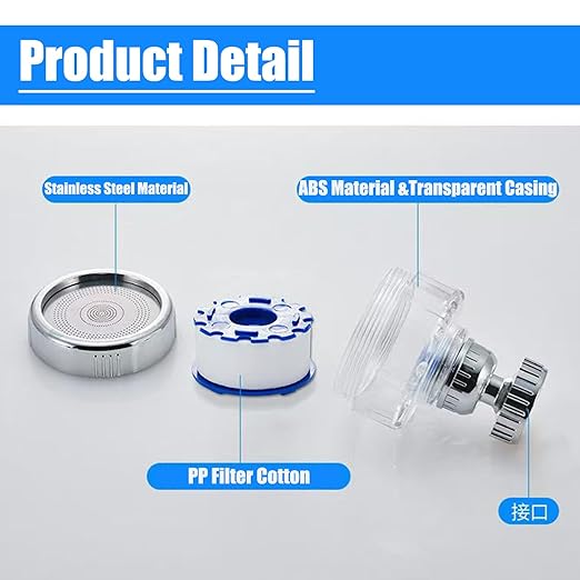 14Pcs Sink Water Filter Faucet With Cartridges Set, Universal 360 ° Rotating Kitchen Faucet Water Filter Removes Fluoride Heavy Metals Hard Water Compatible with Most Kitchen/Laundry Sink Faucets