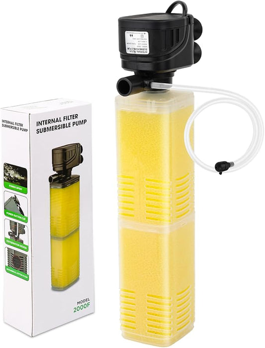 Klabb Aquarium Filter 40-100 Gal Tanks Submersible Internal Fish Tank Filters Large Tank Pond Clear for 320 GPH 4 in 1 Biochemical Filtration 1.2 m Lift Wavemaker and Air Supply 110V 60Hz