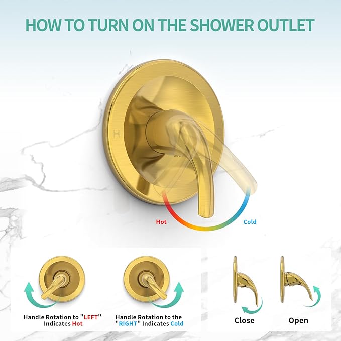 SR SUN RISE High Pressure 3-Way Rainfall Shower Faucet, 3 in 1 Shower Head and Handheld Shower Combo Set with 71” Hose, Easy to Clean Bathtub or Pets, Valve and Shower Trim Kit, Brushed Gold