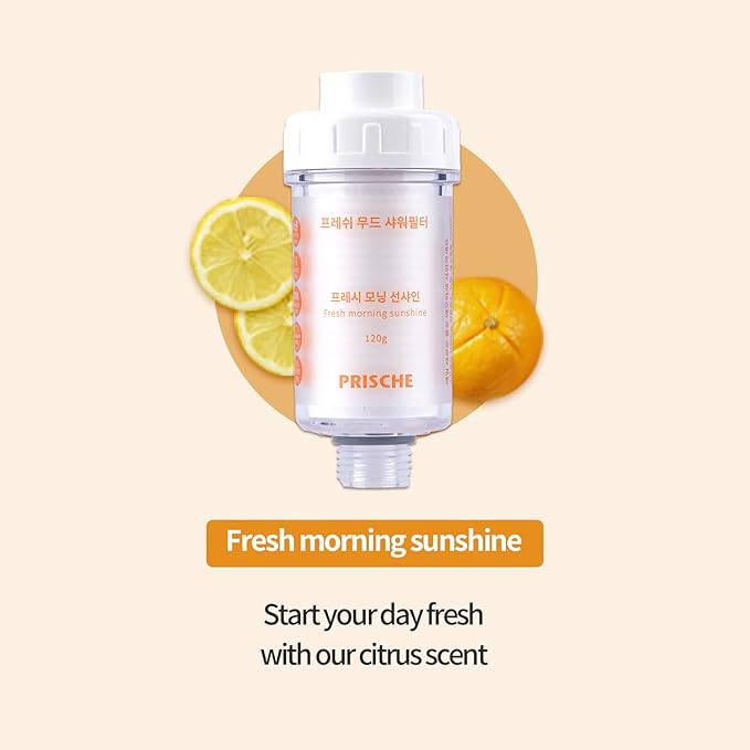 HubiCare Shower Infuser - Vitamin C Shower Filter, Hard Water Softener, Water Purifying, Chlorine & Fluoride Shower Filter, Head with Beads, Helps Dry Skin & Hair Loss (Fresh Morning Sunshine Refill)