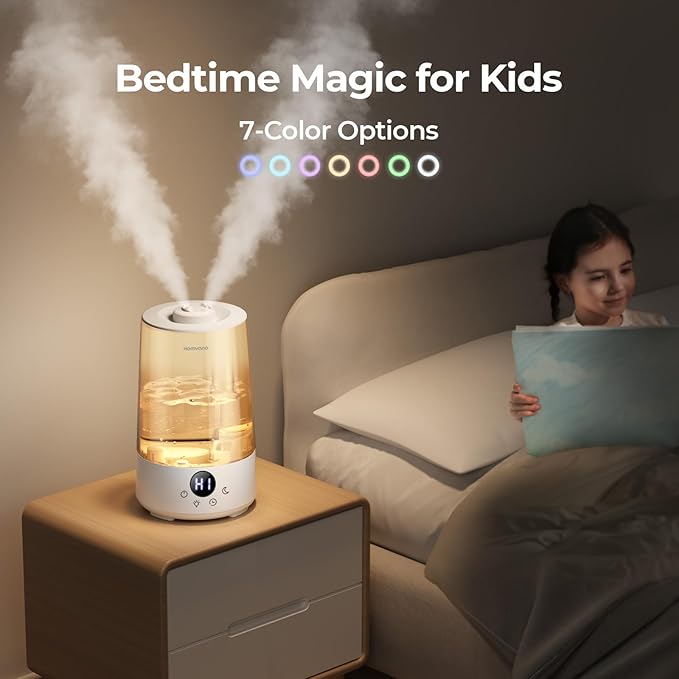 Homvana 3.6L Cool Mist Humidifiers for Bedroom, Large Room, House, Office, Living Room, 34H Top Fill, Aroma, Essential Oil Diffuser for Home, Portable Mini Air Humidifier for Hotel Scent (Transparent)