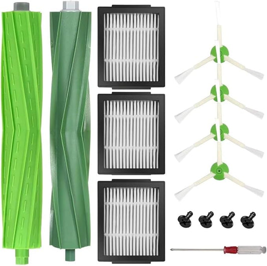 Replacement Parts for iRobot Roomba E/i/j Series i1 i3 i4 i7 i7+ j6+ j7 E5 E6, 1 Set of Multi-Surface Rubber Brushe, 3 Vacuum Filters, 4 Side Brushes