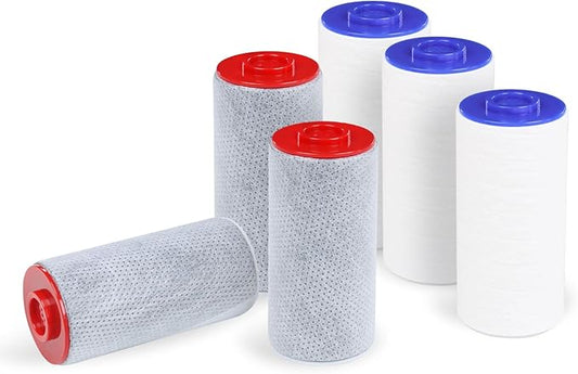 Replacement Filter Set for Weddell Duo - High-efficiency Shower Water Filtration System that Removes Chlorine/PFAS/Contaminants for Better Skin and Hair Health (3R+3B)