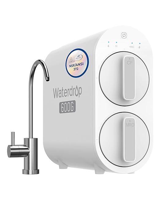 Waterdrop G2P600 Reverse Osmosis System, 600 GPD Tankless RO Water Filter System, Under Sink RO System, 7 Stage Filtration, 2:1 Pure to Drain, Reduce TDS, FCC Listed, USA Tech
