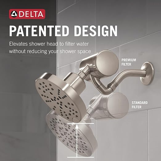 Delta Faucet Clarifi Premium Shower Filter Attachment Brushed Nickel with Additional Filter Cartridge
