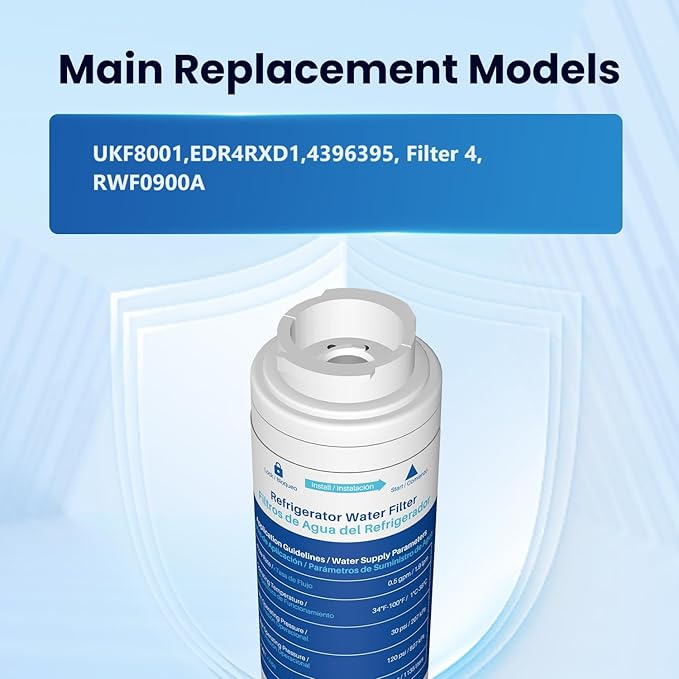GOLDEN ICEPURE RWF0900A Replacement for MAYTAG UKF8001, Whirlpool Filter 4 EveryDrop EDR4RXD1, KRFC300ESS01, 46-9006, PUR Puriclean II Replacement Water Filter 3PACK