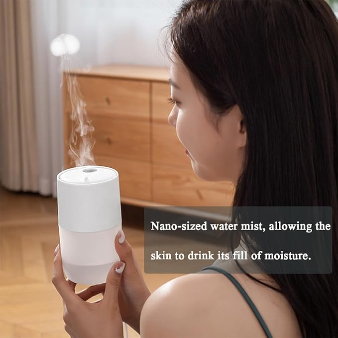 Small Humidifier,Jellyfish Mist Effect,LED Mood Lights,Dynamic Aroma Diffuser for Home,Bedroom & Office (White)