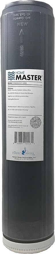 Home Master HMF2SmgCC Whole House Water Filter, 4-layer sediment filter 25 to 1 micron, Powerful Up-Flow KDF85 & Catalytic Carbon 10gpm, 1” NPT ports, Patented heavy steel bracket fits 16” wall studs