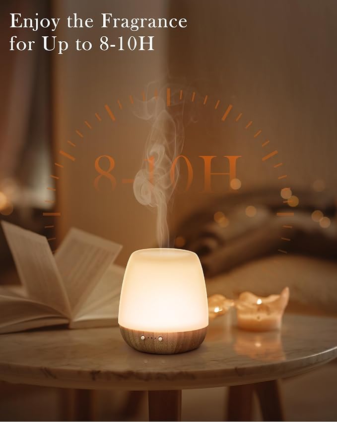 Glass Essential Oil Diffuser, 180ml Ultrasonic Aroma Diffuser for Essential Oil Large Room, Auto-Off Timer & Night Light, Quiet, Air Diffusers for Home Bedroom Office, Gift Idea