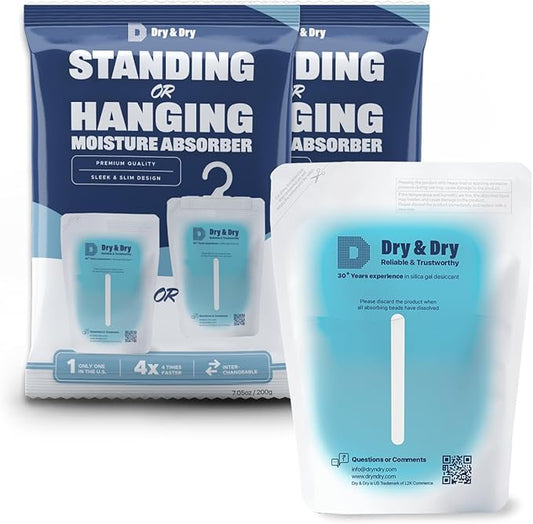 Dry & Dry 2 Packs Standing Moisture Absorbers to Control Excess Moisture for Basements, Closets, Bathrooms, Laundry Rooms - Moisture Absorbers Moisture Absorbers