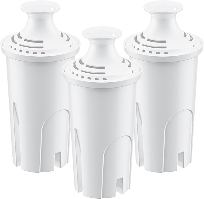 Water Filter Replacement for Brita Water Pitchers and Dispensers, Classic 35557, Ob03, Mavea 107007 and More, Reduce Chlorine and Bad Taste, Lasts Two Months or 40 Gallons, Includes 3 Filters